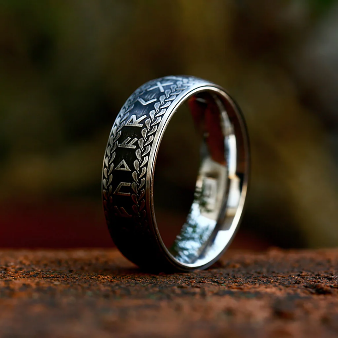 Silver Timber Rune Band