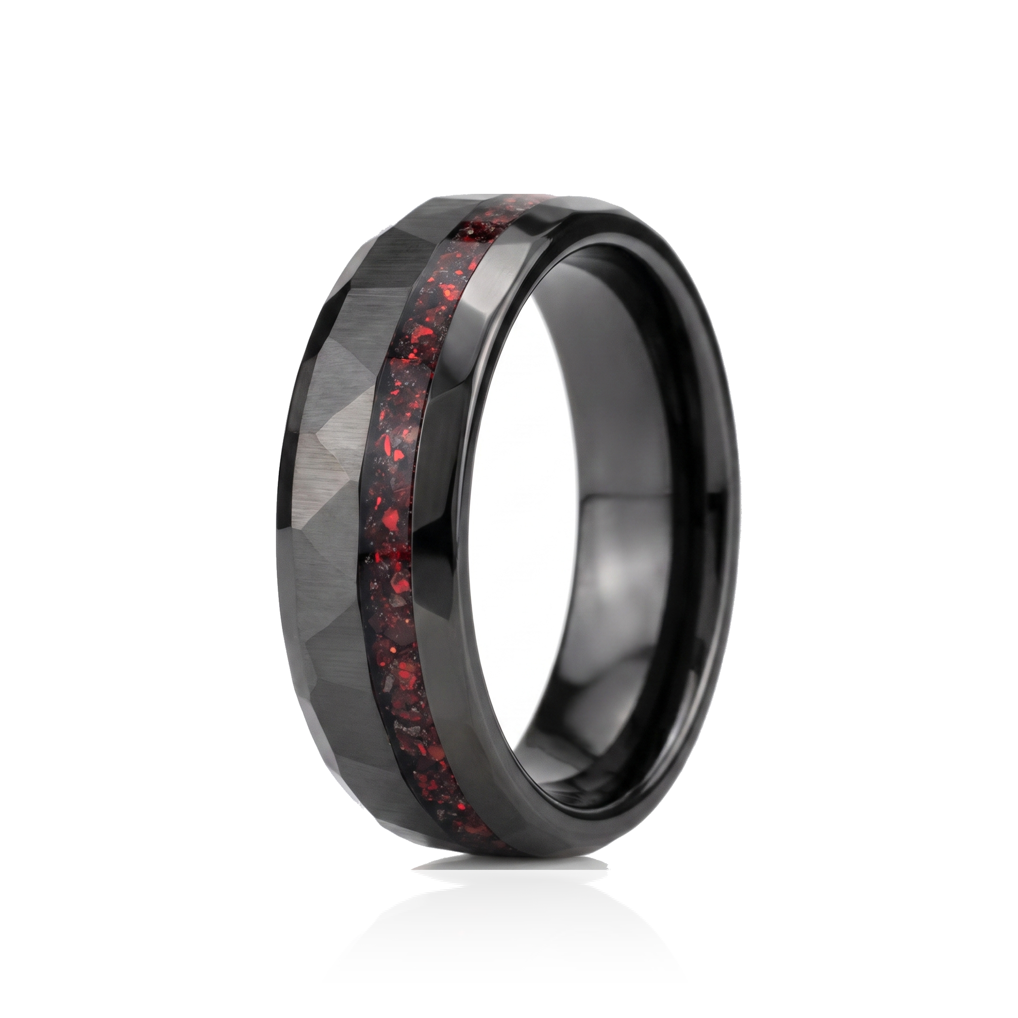 Obsidian Ember Facet Ring