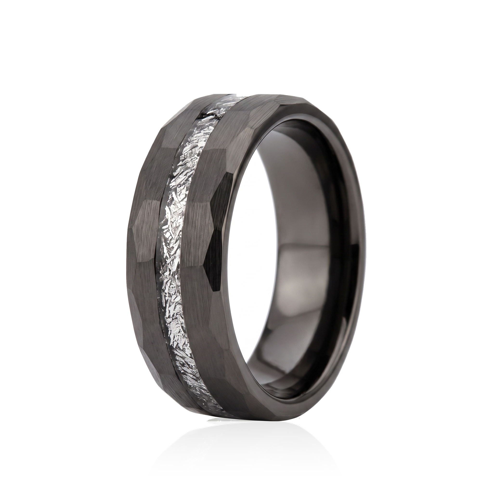Obsidian Hammered Ridge Ring