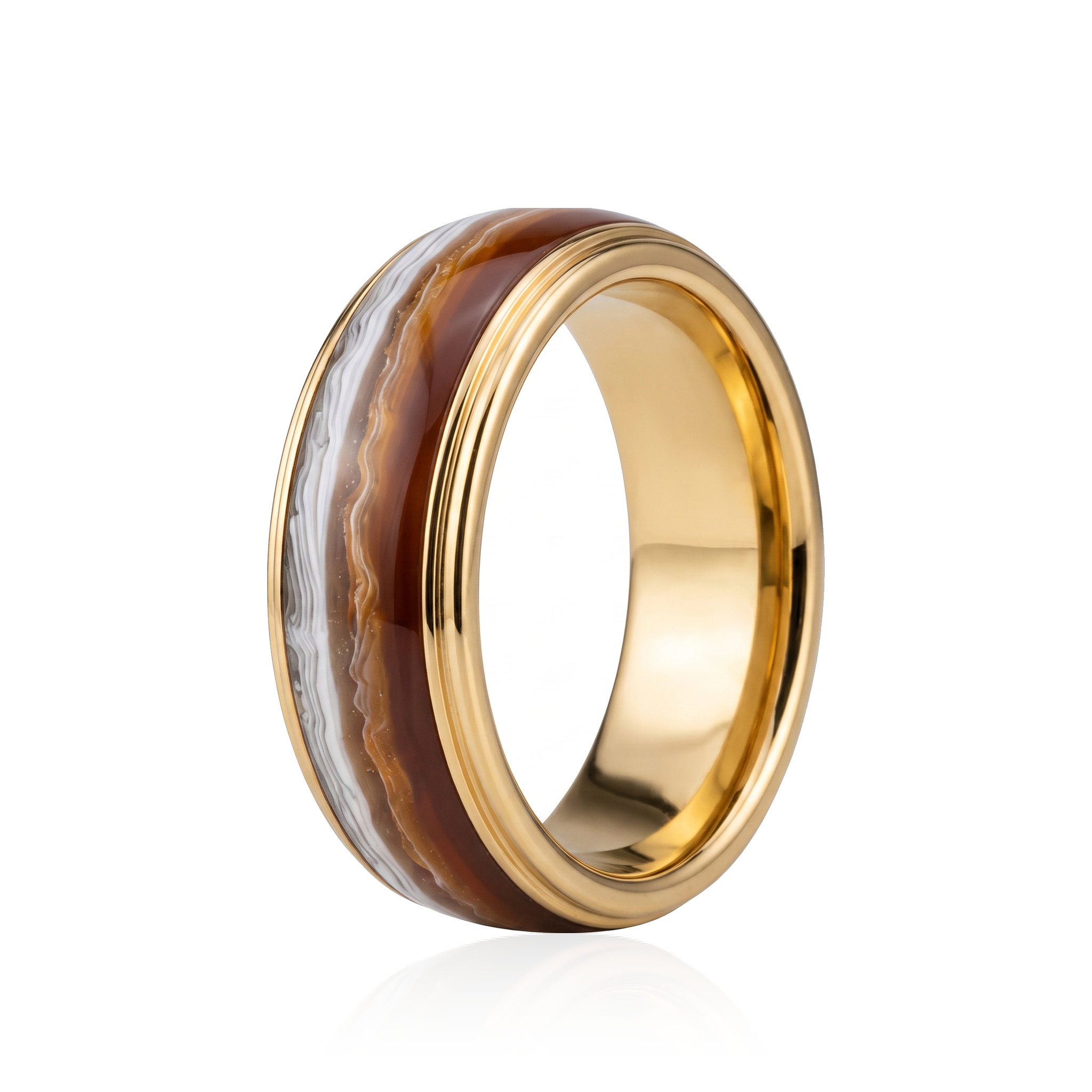 Vintage Marble Inlay Gold Band