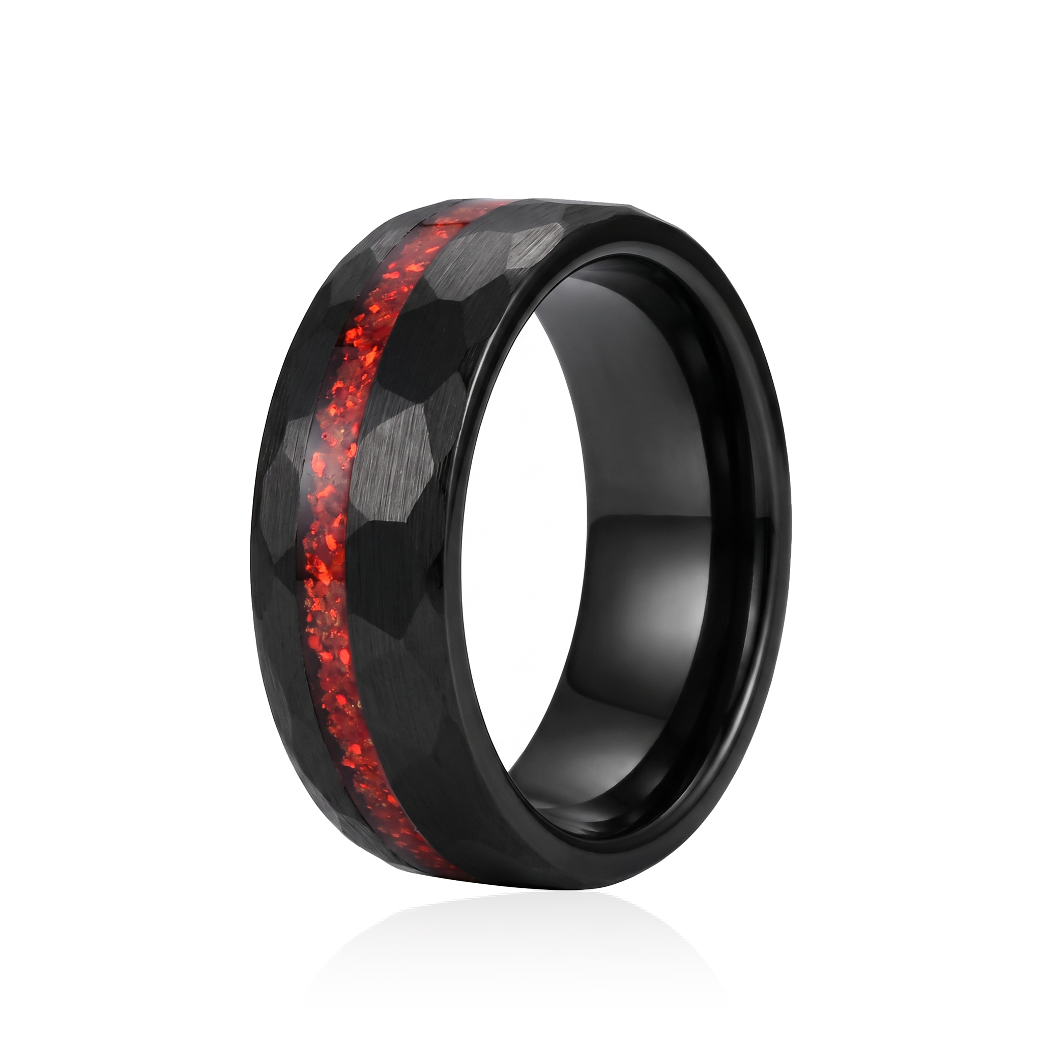 Obsidian Ember Facet Ring